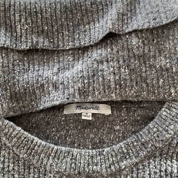Madewell Cowl neck sweater heathered gray front opening and back buttons sz Med - Picture 2 of 4
